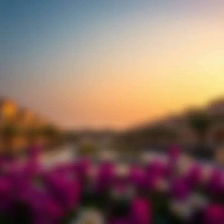 Architectural marvels at Al Mayan Yas Island during sunset