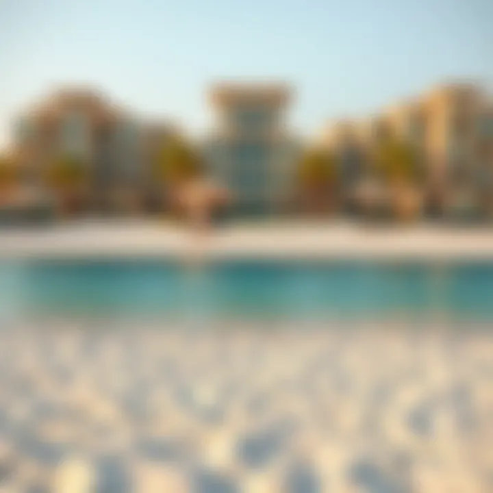 Luxurious beachfront of Al Mayan Yas Island highlighting leisure activities