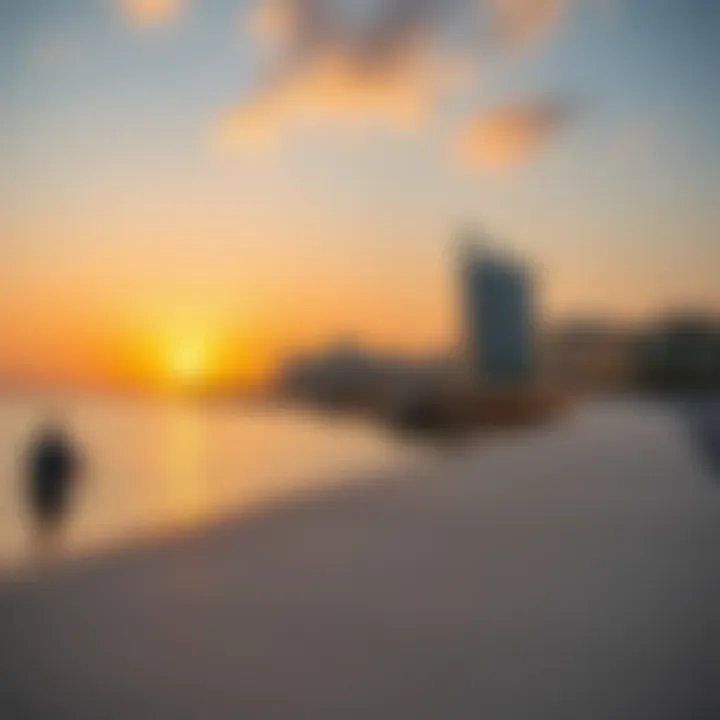 Breathtaking view of the Al Qawasim Corniche at sunset, showcasing the blend of nature and architecture.