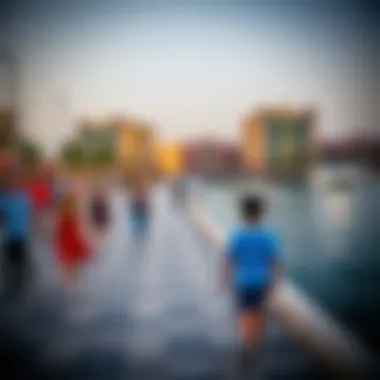 Vibrant waterfront promenade filled with visitors enjoying recreational activities and scenic beauty.