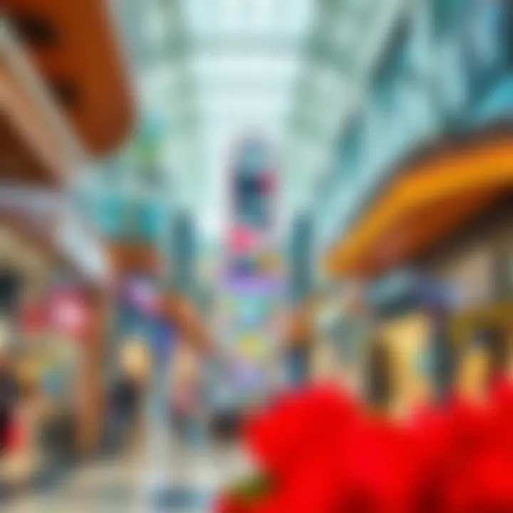 Interior shot of Al Qouz Mall displaying various retail outlets