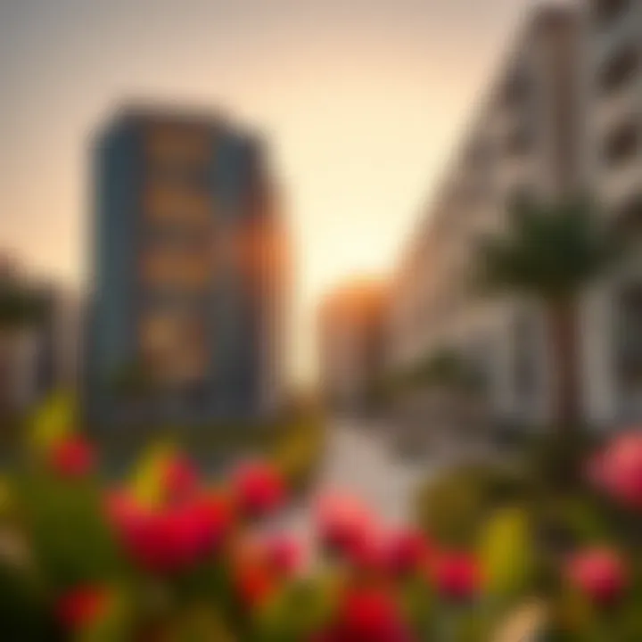 Luxury apartment complex in Al Barsha South 3 with vibrant surroundings