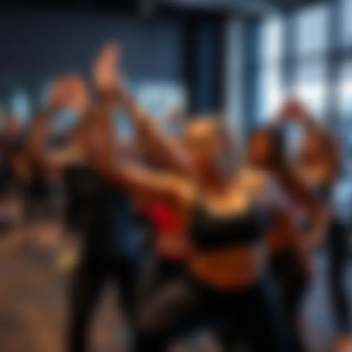 Group fitness class in action