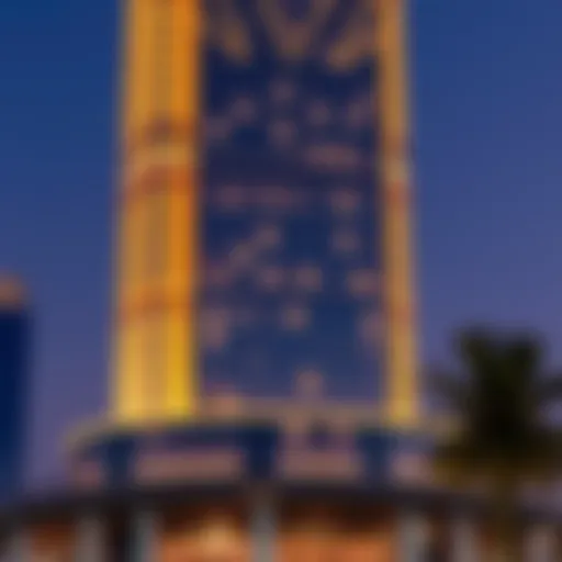 Stunning view of Como Tower at dusk showcasing its illuminated facade