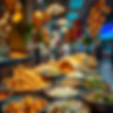 Global Flavors Await at Dubai Hills Food Court An array of colorful dishes representing various global cuisines