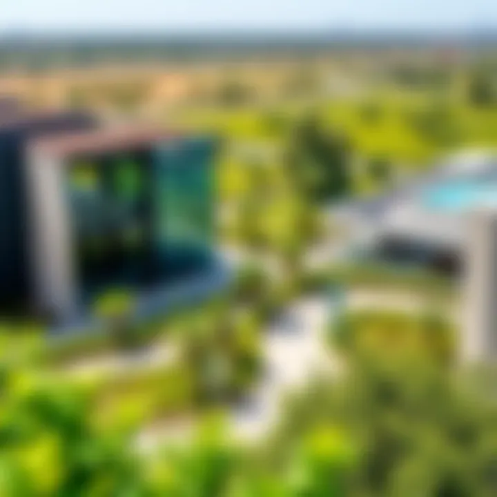 Scenic view of Park Greens in Damac Hills 2 showcasing lush greenery and modern architecture