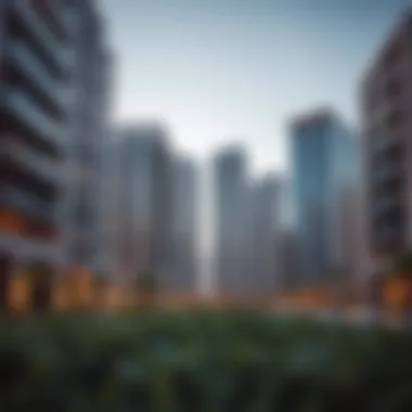 Dynamic Real Estate Development in Dubai District Dynamic real estate development in Dubai District with modern buildings