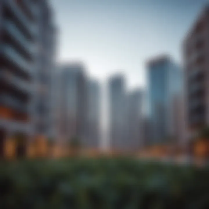 Dynamic Real Estate Development in Dubai District Dynamic real estate development in Dubai District with modern buildings