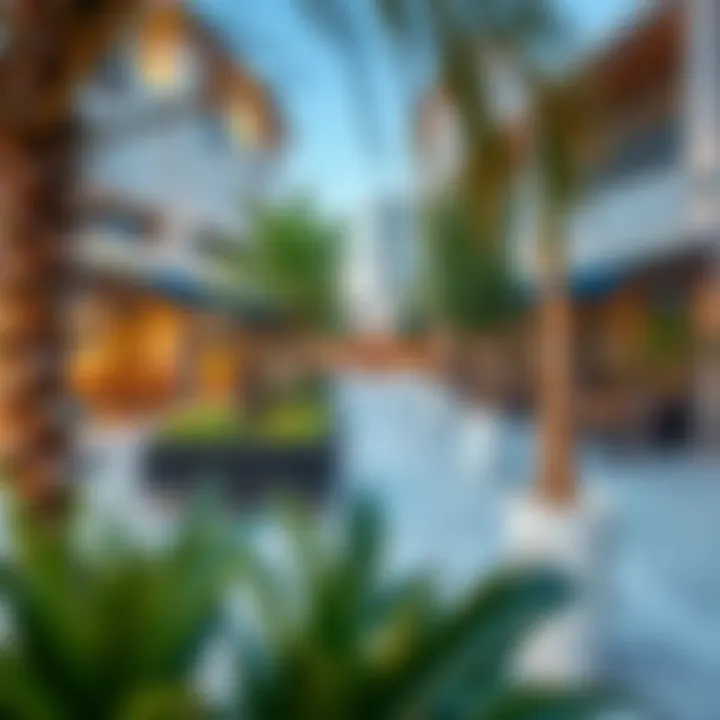 Vibrant community spaces in Dubai Wharf Jaddaf filled with greenery