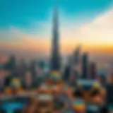 A stunning view of the Burj Khalifa at sunset, showcasing the architectural brilliance of Dubai.