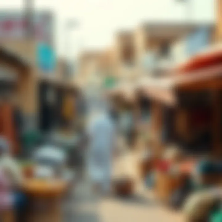 Local market scene in Freej Al Majaz highlighting cultural diversity.