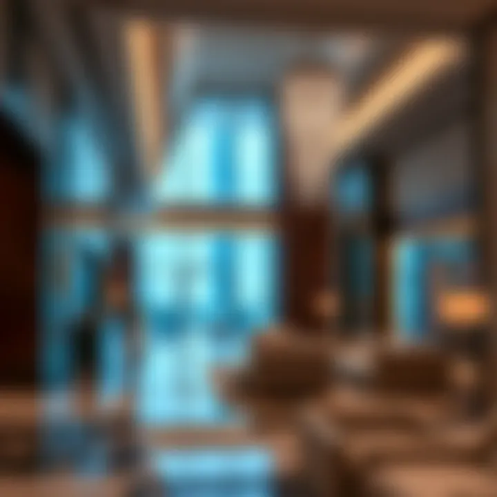 Interior lobby of Grosvenor Business Tower highlighting luxury design elements