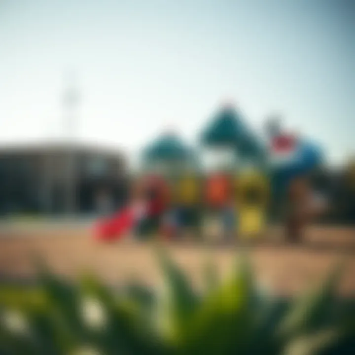 Children playing in the playground area of JVC Park