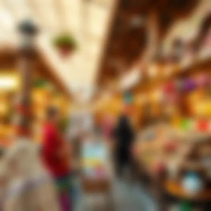 A vibrant marketplace in Madinat Zayed City filled with local goods and cultural items