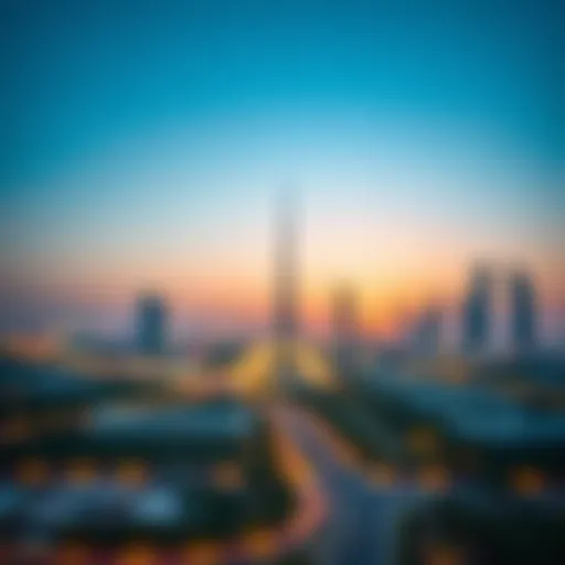 A panoramic view of Madinat Zayed City showcasing its skyline and architecture