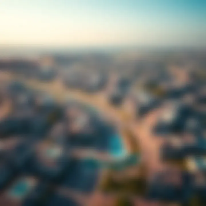 Aerial view of upscale Dubai neighborhood