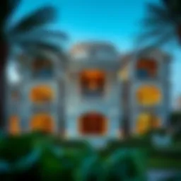 Luxurious mansion exterior view in Dubai