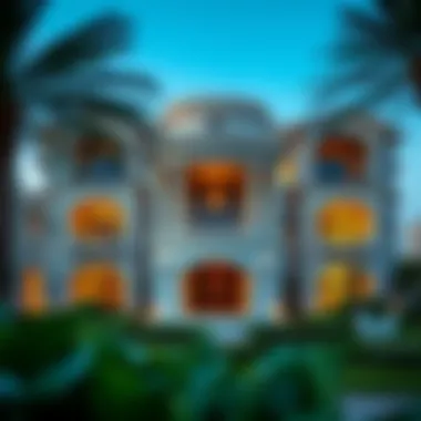 Luxurious mansion exterior view in Dubai