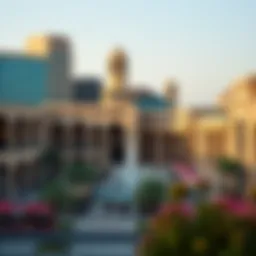 A panoramic view of Nasir Square showcasing its architectural blend of modern and traditional styles.