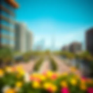 Vibrant view of Dubai skyline highlighting nearby amenities