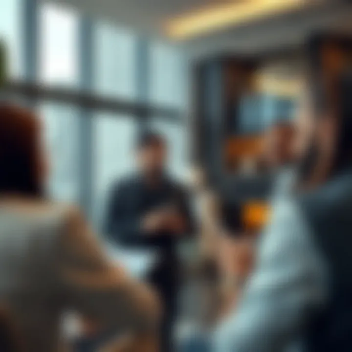 Investors discussing opportunities in a modern real estate setting