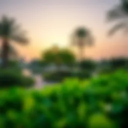 Scenic view of a pet-friendly park in Dubai with lush greenery