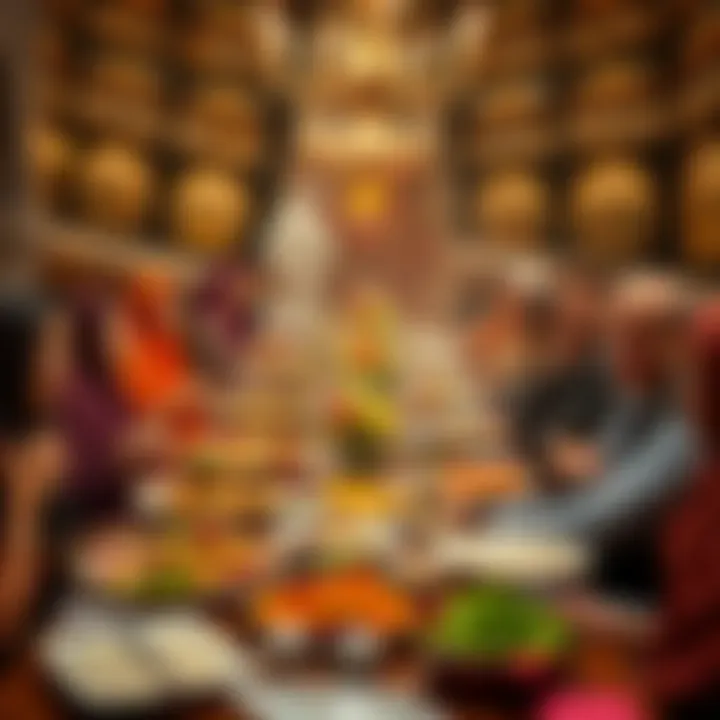 A vibrant iftar gathering with diverse traditional dishes showcasing cultural richness.