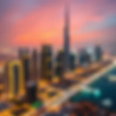 A stunning view of Dubai's skyline adorned with festive lights during Ramadan.