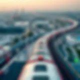 Aerial view of Dubai Metro Red Line station