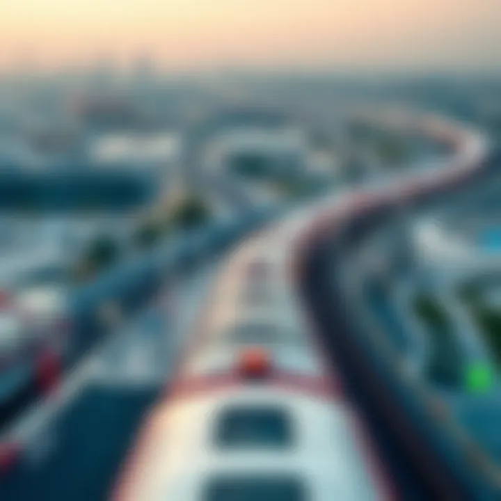 Aerial view of Dubai Metro Red Line station