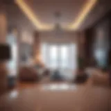 Modern living room interior of a 1 BHK apartment in Al Nahda