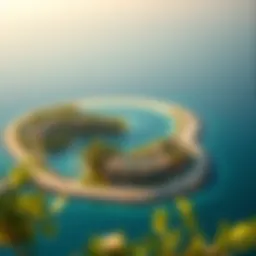 Aerial view showcasing the lush greenery and coastline of Siniyah Island