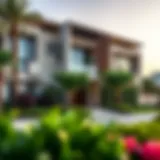 Stunning exterior view of a modern villa with lush landscaping