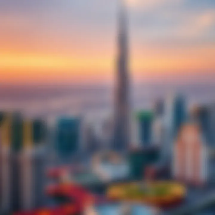 Panoramic view of Downtown Dubai featuring Standard Chartered Tower