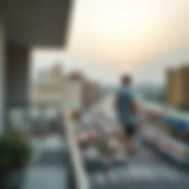 Balcony view overlooking the bustling streets of Karama