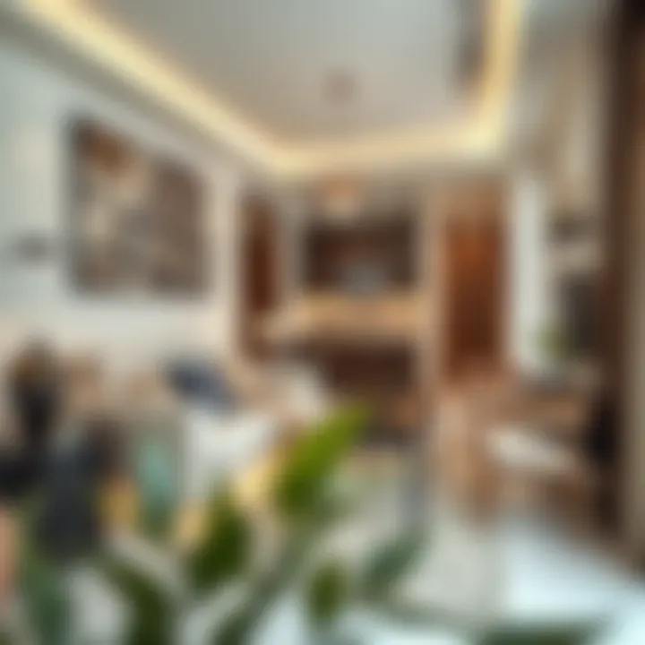 Modern studio flat interior showcasing elegant furnishings and space efficiency