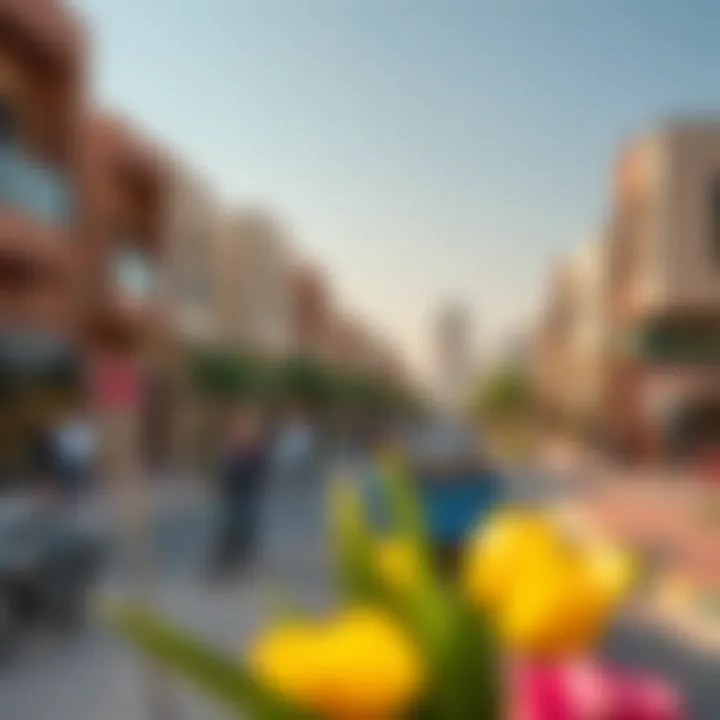 Vibrant Dubai neighborhood bustling with activity