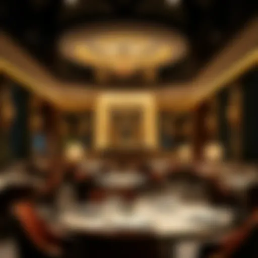 Luxurious interior of a Dubai restaurant showcasing elegant decor
