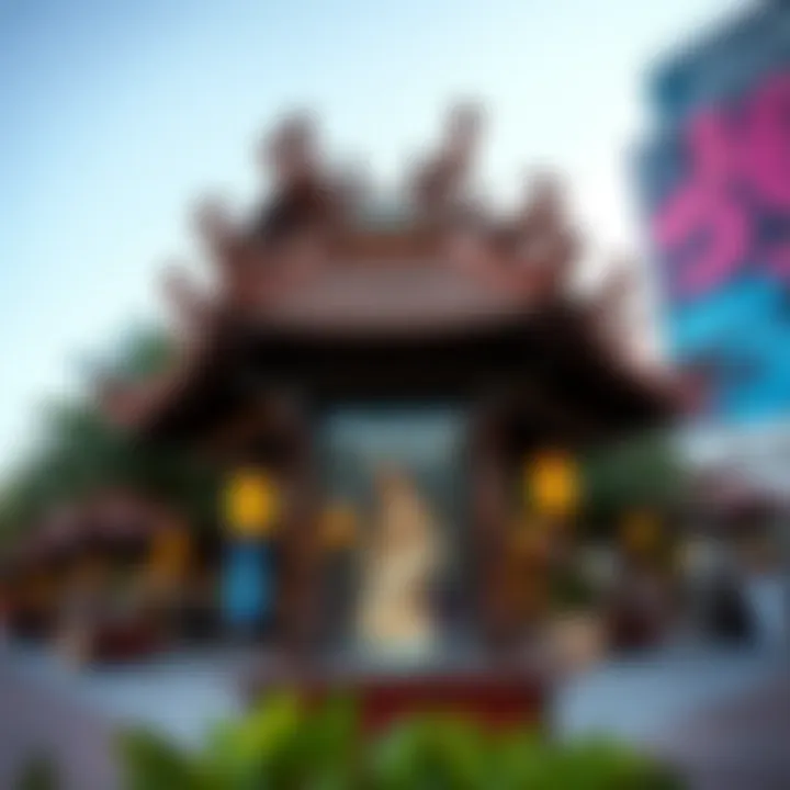 Artistic installations and cultural elements in the Boulevard, highlighting the area's diverse cultural significance