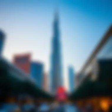 The iconic Burj Khalifa towering over the Boulevard, symbolizing luxury and modernity in Dubai