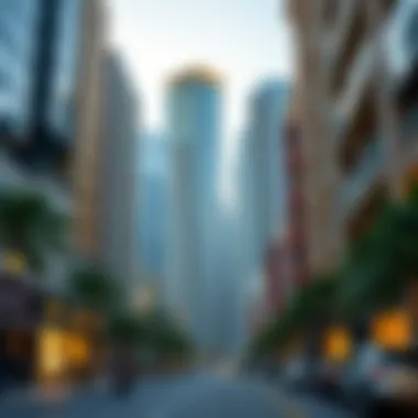 The surrounding neighborhood of the Exchange Tower with vibrant city life