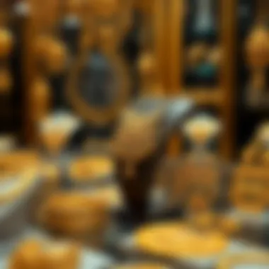 Showcasing Exquisite Gold Craftsmanship Intricate gold jewelry on display