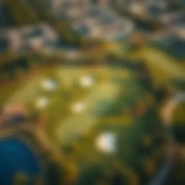 Aerial view of a luxurious golf course in Dubai