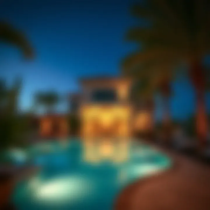 Lavish outdoor pool area of a luxury property in Dubai