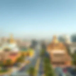 A panoramic view of Old Sheikh Zayed Road showcasing its architectural diversity