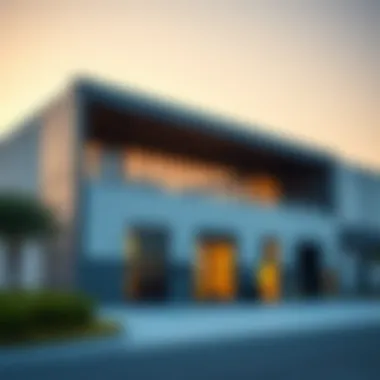 Exterior view of a modern warehouse in Al Quoz