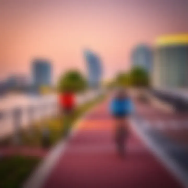 Recreational activities available at Yas Island waterfront, including cycling and walking paths