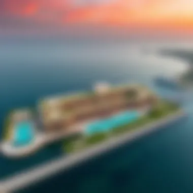 Breathtaking Aerial Perspective of Five Palm Jumeirah Club Aerial view of Five Palm Jumeirah Club showcasing luxurious architecture