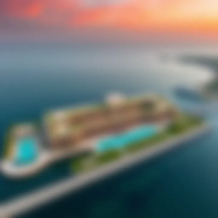 Breathtaking Aerial Perspective of Five Palm Jumeirah Club Aerial view of Five Palm Jumeirah Club showcasing luxurious architecture