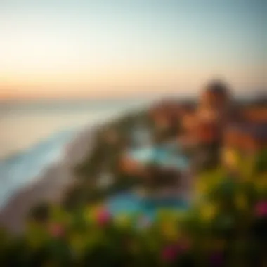 Coastal Luxury Retreat Panoramic view of a stunning five-star resort by the coastline